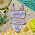 thumbnail image 6 of CCRFTGI Swimsuit for Kids Girls Size 6-7 2 Piece Set Swim Vacation Bathing Suits Beach Vacation Sequin Print Bikini Set Summer Cute Girls Fashion Swim Suit Kids Bikini Multicolor 9-10 Years, 6 of 9