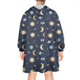 thumbnail image 2 of Wearable Oversized Blanket,Dark Blue Sun Moon Star Eye Planet Pattern Wearable Blanket Hoodie for Adults,Cozy Hooded Blankets with Super Pockets,Super Warm Fuzzy Pullover for Women & Men, 2 of 6