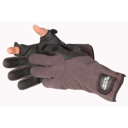 Hybrid Fleece Glove - Windproof Fleece Hybrid Slit Finger Glove, Gray/Black, XX-Large, Windproof fleece back with slits on Polyurethane thumb and index finger for added dexterity By Glacier Glove