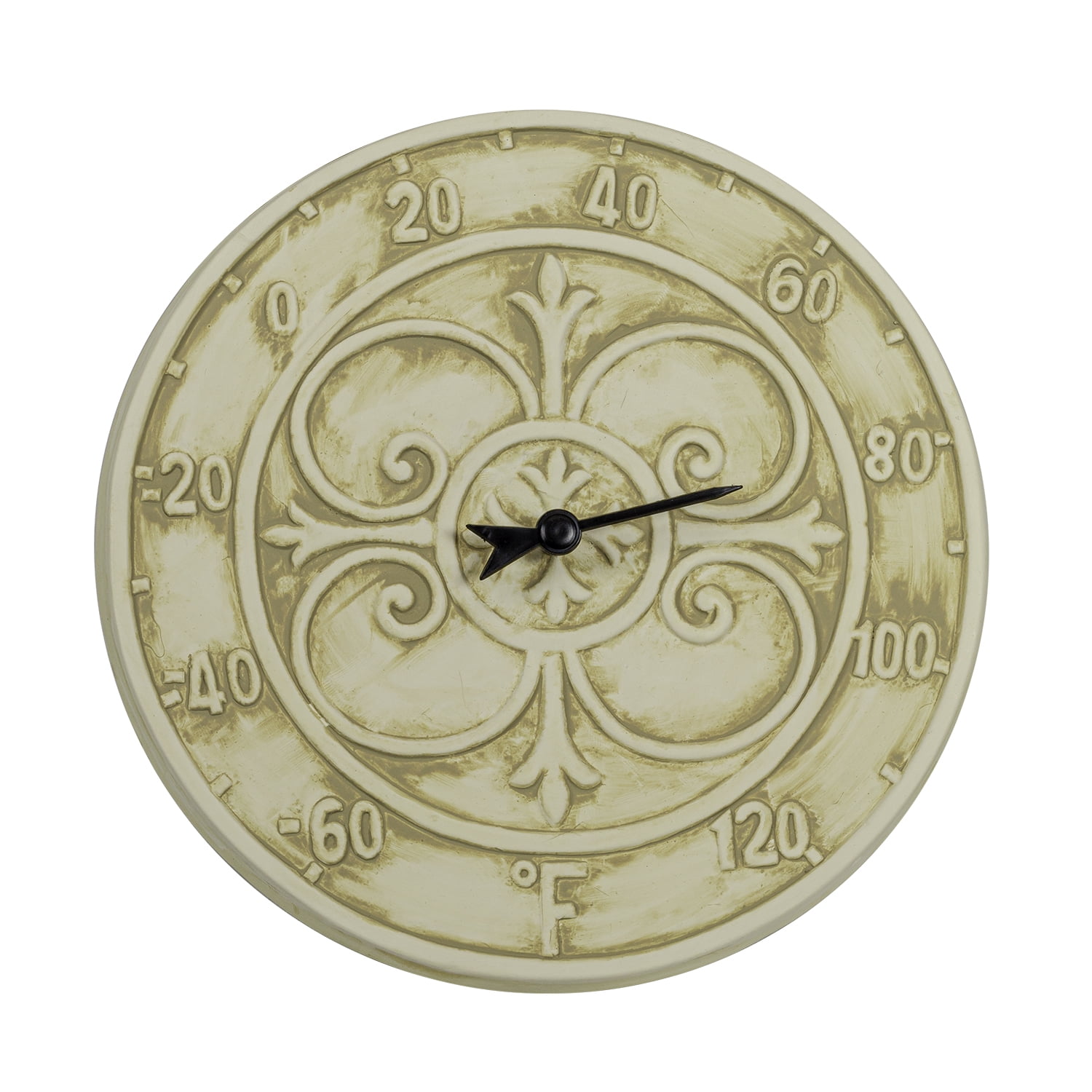 Poolmaster Antique White Terra Cotta Indoor/Outdoor Wall Thermometer for Backyards