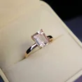 thumbnail image 3 of Simulated Peach Morganite 3Ct Emerald Cut Solitaire Ring 14K Rose Gold Plated Silver, 3 of 5