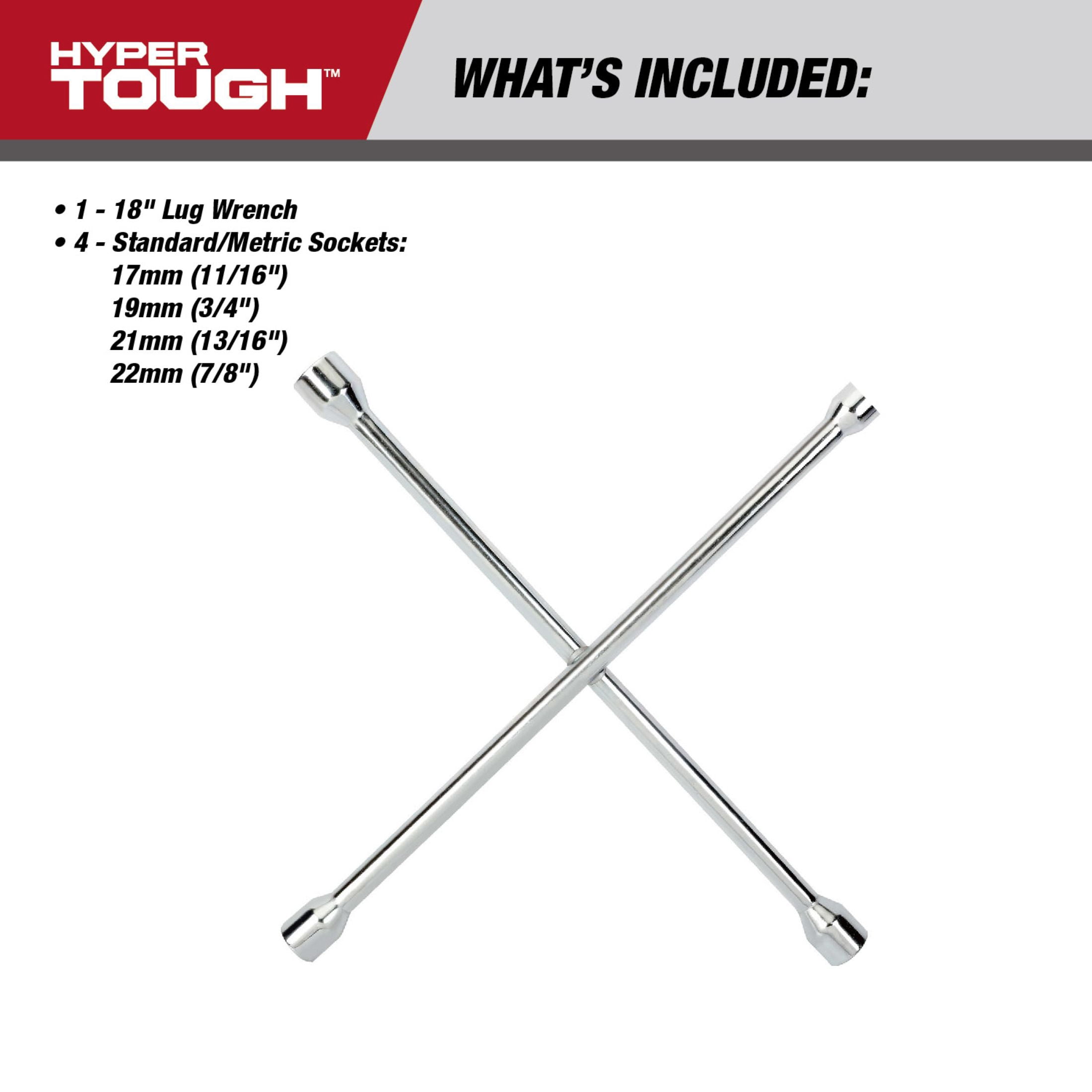 Hyper Tough 18-inch 4-Way Carbon Steel Lug Wrench