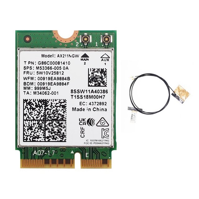 Tarjeta Wifi de Red InaláMbrica WiFi 6E AX211NGW Band 2,4G/5G/6Ghz para Bluetooth 5,2 AX211 M.2 CNVio Windows10