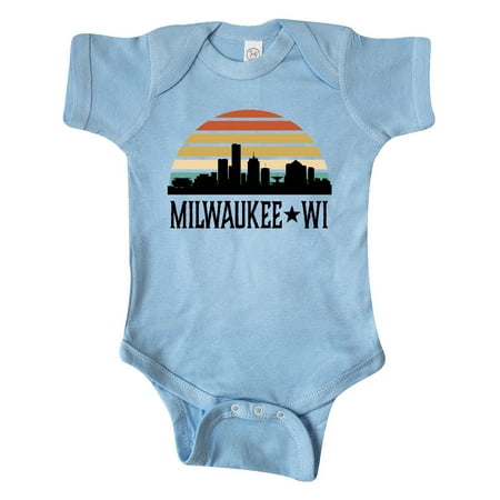 

Inktastic Milwaukee Wisconsin Skyline Retro Sunset Gift Baby Boy or Baby Girl Bodysuit