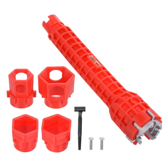 Uxcell 14 in 1 Faucet and Sink Installer Multipurpose Wrench Plumbing Tool for Toilet Bowl Bathroom Basin, Red