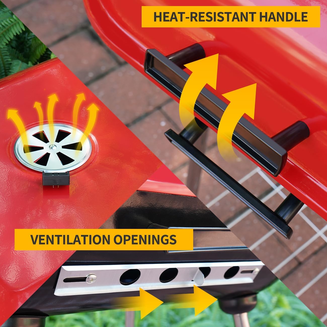 Linsen-outdoors BBQ Grill Charcoal Barbecue Grill Stainless Steel Outdoor Party Camping Picnic (Red)