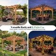 thumbnail image 3 of LUXOAK 12x10 ft Outdoor Wooden Pergola, Large Solid Cedar Pergola Kit with Slatted Roof Design, Heavy-Duty Frame for Backyard, Red-Brown Finish, 3 of 9