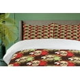 thumbnail image 4 of Ambesonne Colorful Duvet Cover Set, Skull Feather Pattern, 2-Calking, Pistachio Green Cream, 4 of 6