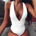 thumbnail image 6 of Travelwant Women's Halter Bandage Deep V Neck One Piece Monokini Swimsuit Swimwear, 6 of 7