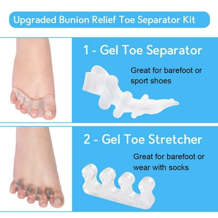 4Pcs Full Loops Toe Separator and Half Loops Toe Stretcher, Toe Separator Toe Spacers Toe Stretchers Easy Wear in Shoes, Quickly Alleviating Pain After Yoga and Sports
