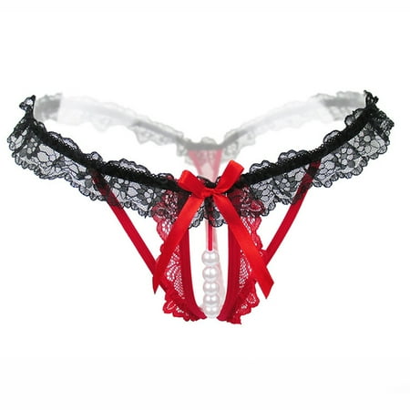 

30pcs Sexy Women Low Waist Bowknot Beads Lace Hollow G String Underwear