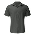 thumbnail image 4 of Men's Dress Shirts Button-Down Shirts Short Sleeve Shirt Blouse Solid Print Dark Gray Xl, 4 of 4