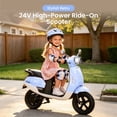 thumbnail image 6 of Track Seven 24V Ride-on Moped Scooter, Kids Electric Motorcycle for Boys Girls Ages 8-12, 250W Brushless Motor, 10 Mph Max Speed, Twist Throttle, 12" Pneumatic Tires, Bluetooth, LED Light, Blue, 6 of 10