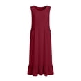 thumbnail image 5 of TaTaai Women's V-Neck Maxi Dress Sleeveless Linen Feel Solid Color Casual Pocket Detail Slip Dress Loose Fit Summer Dress Gift, 5 of 5