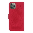 thumbnail image 3 of Wallet Case for iPhone 11 Pro 6.5 Inch, Flower Embossed PU Leather Shockproof Wrist Strap Magnetic Flip Folio Purse Case with Kickstand Card Slots Phone Cover for iPhone 11 Pro 5.8 Inch,Red, 3 of 15