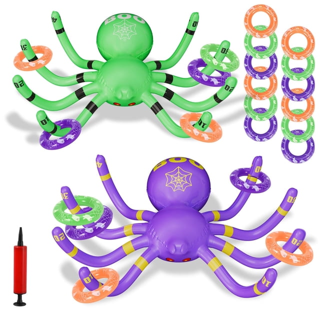 Juego Thuodo para lanzar anillos de araña para Halloween, paquete de 2 unidades