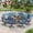 Black Table-Blue Chairs, variant on Vicllax 5-Piece Outdoor Patio Dining Table Set, Metal, 4 Padded Swivel Chairs with Textilene Fabric