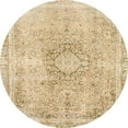 thumbnail image 1 of Ahgly Company Machine Washable Indoor Round Abstract Brown Gold Area Rugs, 5' Round, 1 of 7