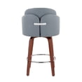 thumbnail image 5 of Lumisource Dahlia Contemporary Counter Stool in Walnut Wood and Grey Faux Leather with Round Chrome Footrest - Set of 2, 5 of 7