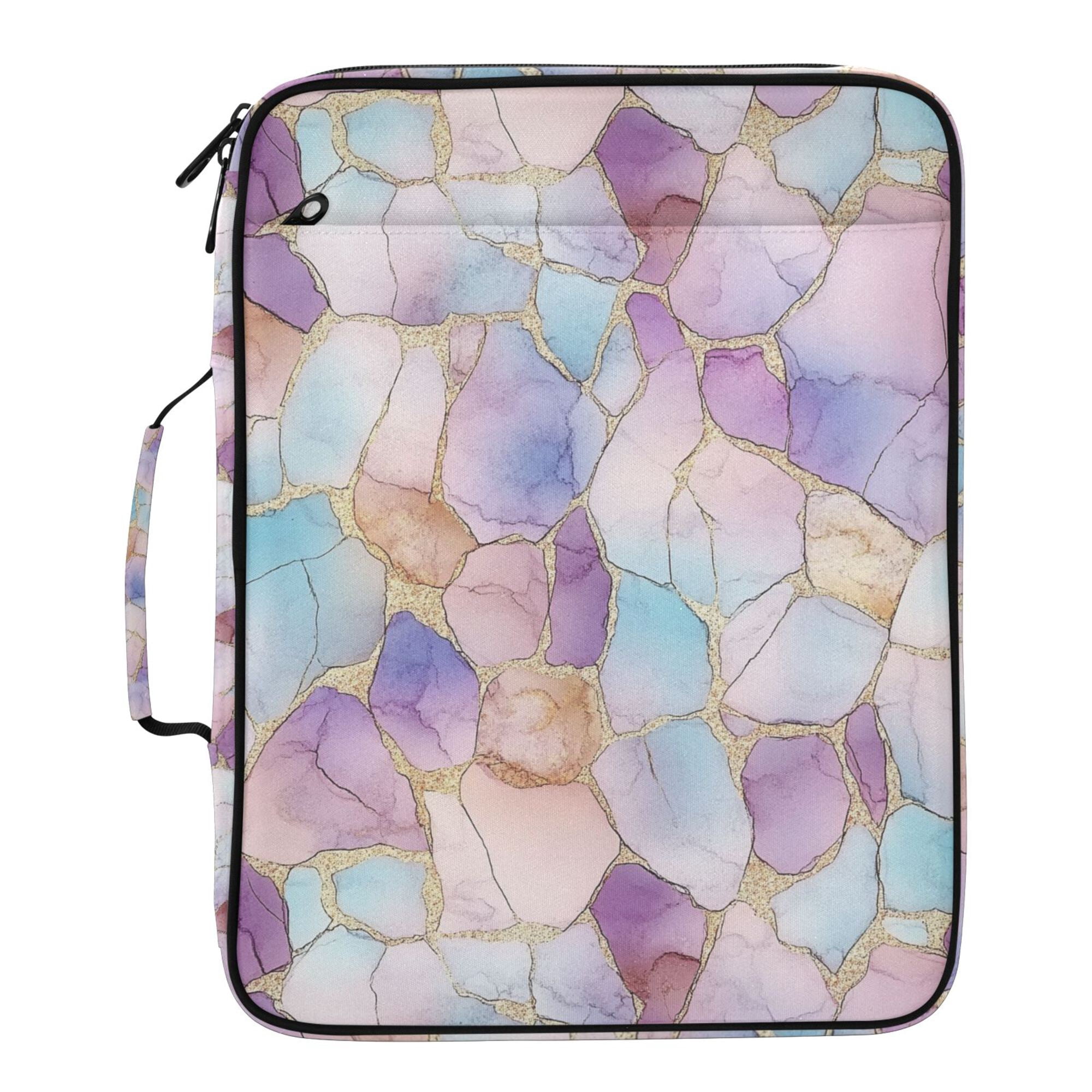 FORMRS Accordion File Folder A4 Size 7-Pocket Expanding Document Organizer Bag with 3 Ring Binder, Watercolor Marble Pattern