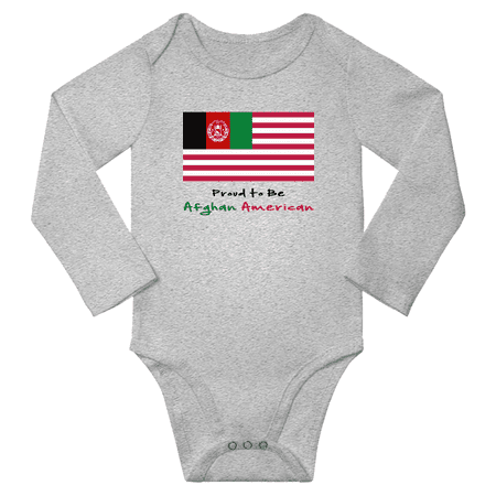 

Proud to be Afghan American Baby Long Slevve Romper Bodysuit (Gray 12-18 Months)