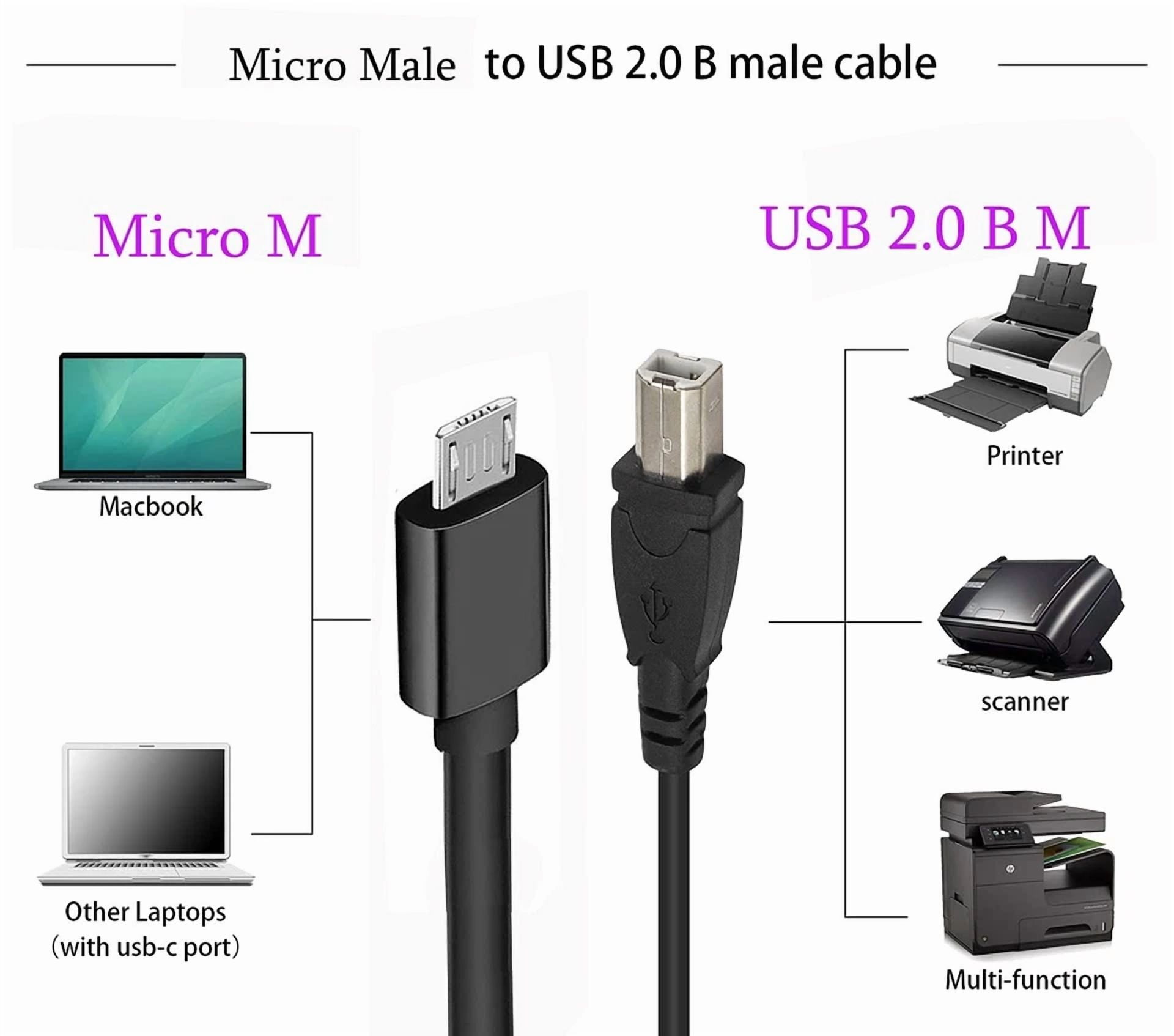 RHEA- Micro Usb To Printer Cable, 2Pcs 5Pin Male Type B Data And...