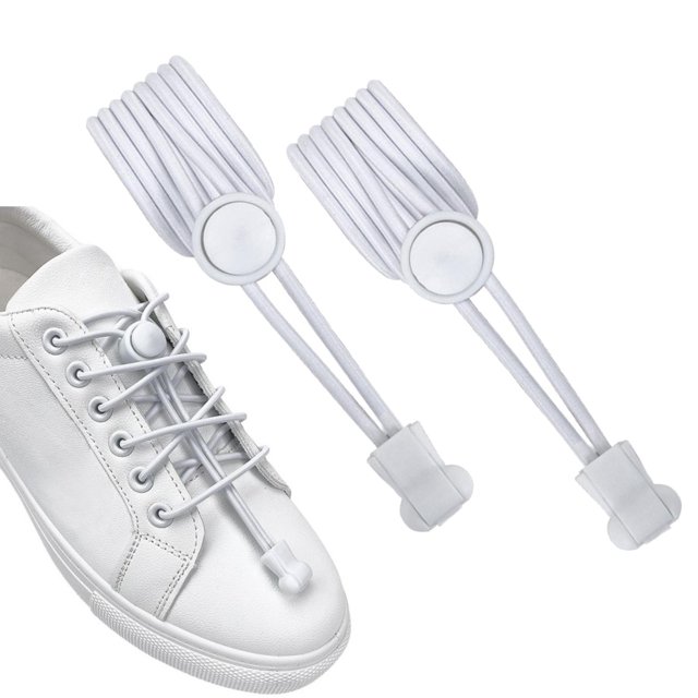 1 par de cordones para zapatos sin atar, sistema de bloqueo de 100 cm, cordones elásticos blanco Hugo Cordones elásticos sin lazo
