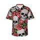 thumbnail image 1 of Balery Skull and Roses Camisas hawaianas de manga corta para hombre, camisas playeras de corte holgado, camisas de vacaciones con botones,Medium, 1 of 7