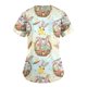 thumbnail image 5 of Top de ropa de trabajo con bolsillo y manga corta con cuello en V y estampado de conejo de Pascua a la moda para mujer Fridja  bn5119, 5 of 5