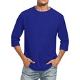 thumbnail image 2 of Kureaily 3/4 Sleeve Shirt for Men Solid Color Crew Neck T-Shirts Three Quarter Sleeve T Shirts Casual Loose Fit Tees, 2 of 7