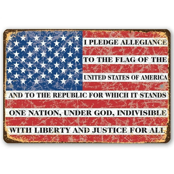 Metal Sign - I Pledge Allegiance To The Flag - Durable Metal Sign - Use Indoor/Outdoor - Perfect Decor and Gift for Military and Veterans Under $20 (8" x 12")