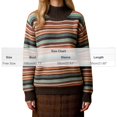 thumbnail image 4 of Women Turtleneck Sweater Long Sleeve Striped Knit Pullover Relaxed Ribbed Cuff Hem Casual Warm Tops for Fall Winter Daily Office Wear Coffee One Size, 4 of 4