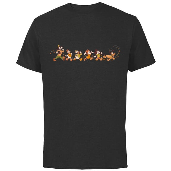 Disney Mickey Mouse & Friends Breezy Autumn Leaf Stroll Fall - Short Sleeve Cotton T-Shirt for Adults - Customized-Black