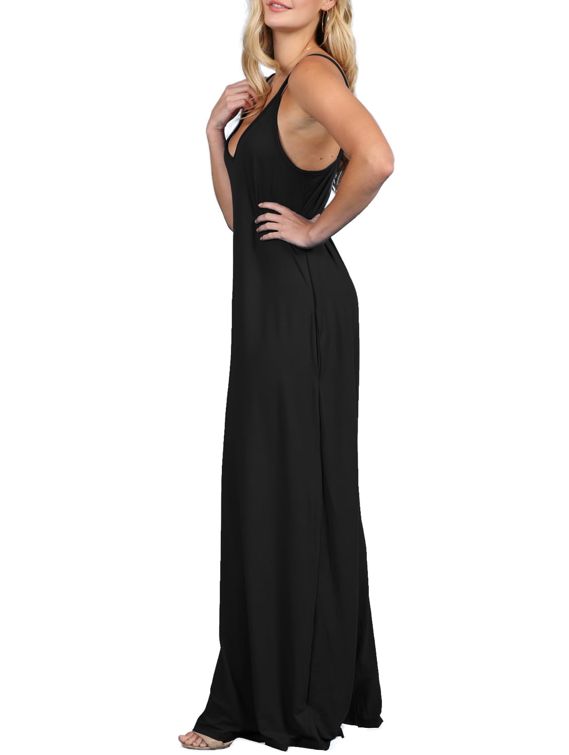 Women's Spaghetti Strap Maxi Dress with Pockets (Plus Size) - image 3