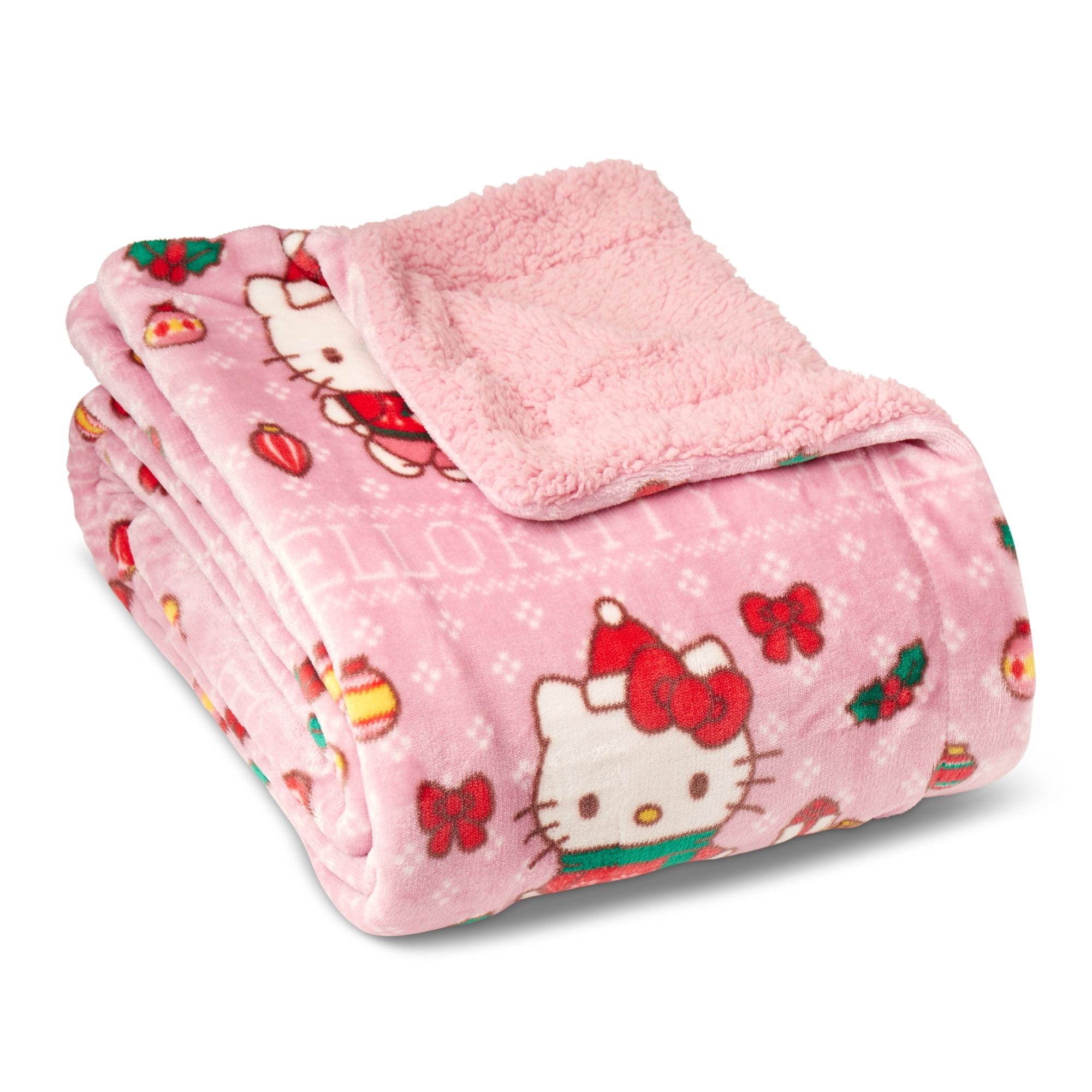 Hello Kitty Merry Kitty Silk Touch Throw Blanket with Sherpa Reverse 50 x 60 inches