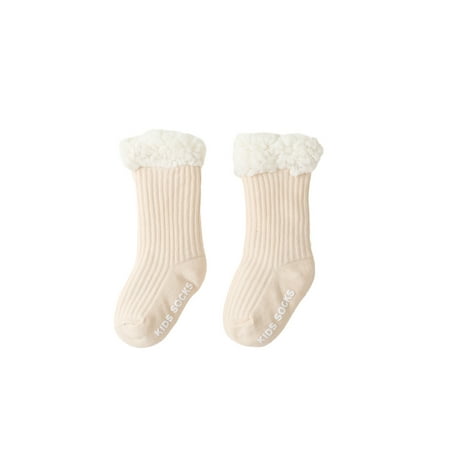 

Children’s Casual Calf Length Socks Fashion Solid Color Pitted Lamb Wool Stockings 6 Months-5 Years