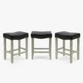 thumbnail image 4 of WestinTrends 24" Upholstered Saddle Seat Antique Gray Counter Stool (Set of 3), Antique Gray, 4 of 4