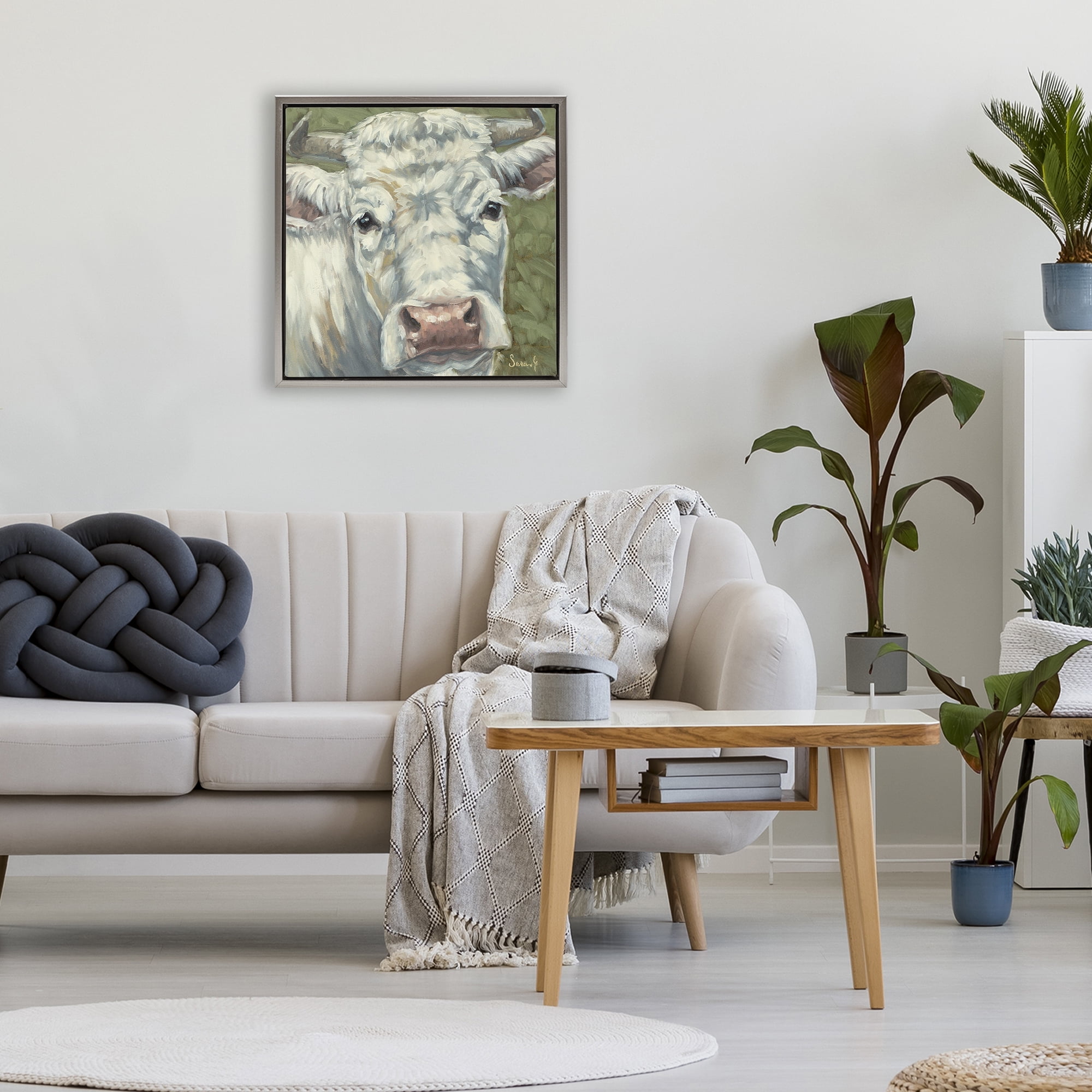 Stupell Industries Pearl Of The Pasture Gray Framed Floater Canvas Wall Art, design by Sara G. Designs