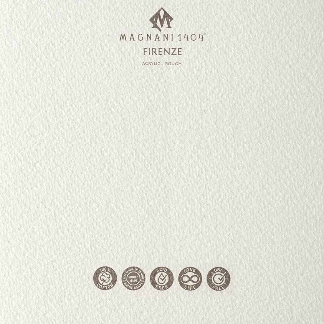 Magnani 1404 Firenze 100% Cotton Acrylic Paint Paper Pad, 188 lb. 15 Heavyweight Sheets, Rough Texture, Vegan Sizing, Natural White Acrylic Paper Pad for Acrylic, Gouache, Ink & Watercolor