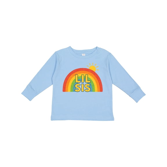 Inktastic Lil Sis Rainbow Sun Design Boys or Girls Long Sleeve Toddler T-Shirt