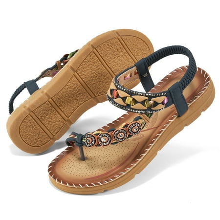 

Women s Elastic Ankle Strap Flat Sandals Bohemian Beach sandals Comfortable Flip Flops
