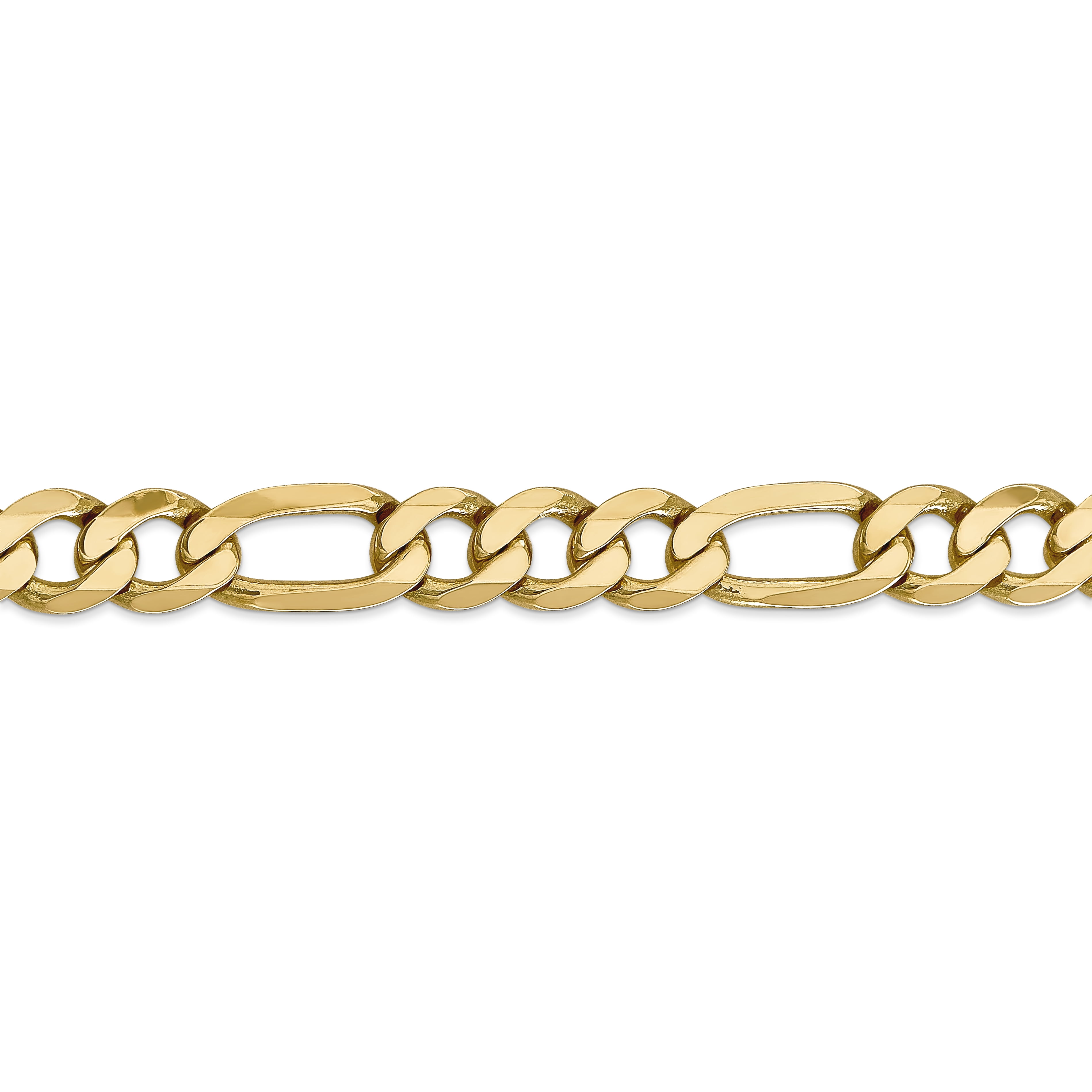 14K Yellow Gold 10mm Flat Figaro Chain