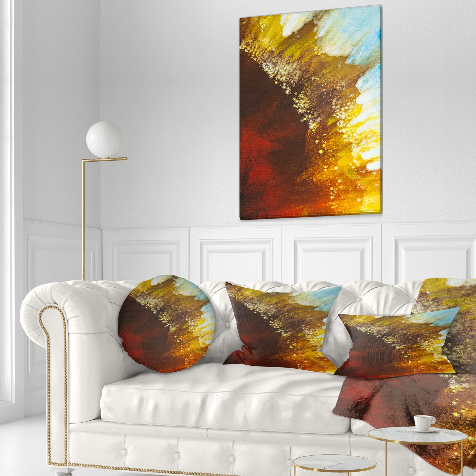 Designart Blow of Brown - Abstract Throw Pillow - 12x20