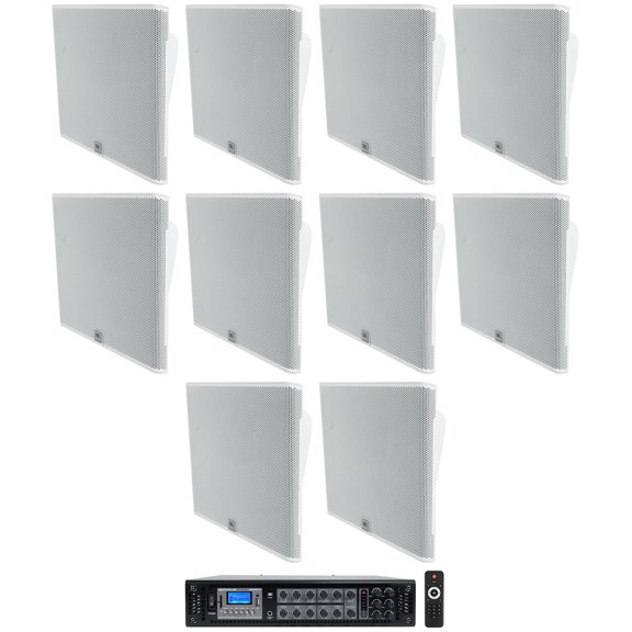 10 JBL SLP14/T-WH Low-Profile On Wall Mount White 4" 70v Commercial Speakers Amp