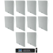 10 JBL SLP14/T-WH Low-Profile On Wall Mount White 4" 70v Commercial Speakers+Amp