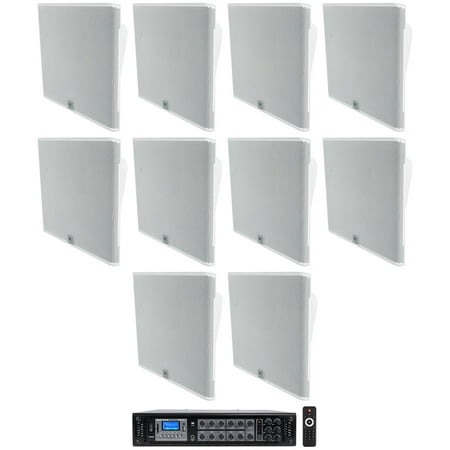 10 JBL SLP14/T-WH Low-Profile On Wall Mount White 4" 70v Commercial Speakers+Amp
