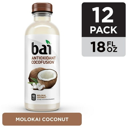 Bai Coconut Flavored Water, Molokai Coconut, Antioxidant Infused Drinks, 18 Fluid Ounce Bottles