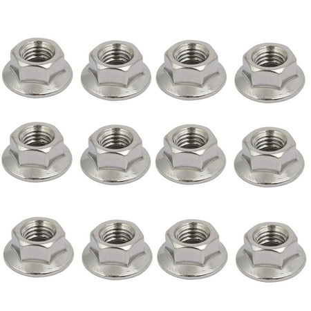

12pcs M12x1.75mm Pitch Metric Thread Stainless Steel Left Hand Hex Flange Nut
