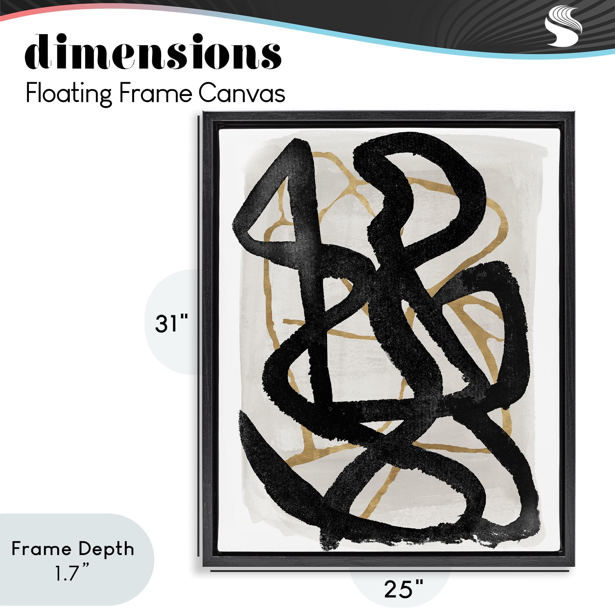 Stupell Industries Hindsight Black & Beige Black Framed Floater Canvas Wall Art, design by Lucille Price