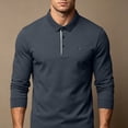 thumbnail image 5 of Long Sleeve Polos Shirt For Men Fashion Casual Breathable Golf T Shirts Lapel Button Business Office Wear (S, Navy), 5 of 7